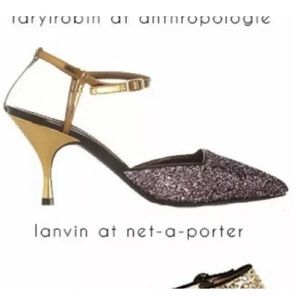 Lanvin Ankle Strap Glitter Heels Sz 41.5